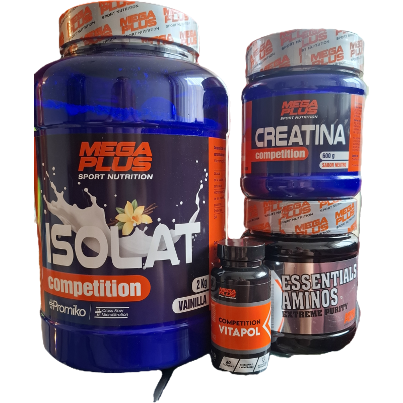 Isolat 2kg ,Kreatina 300g, Essential amino 600gr, Multivitamin/mineral 60cap.